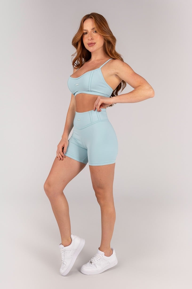 [CONJUNTO] Short + Top com Alças e Detalhe Em Chapado (Glacial) | Ref: K4649-B
