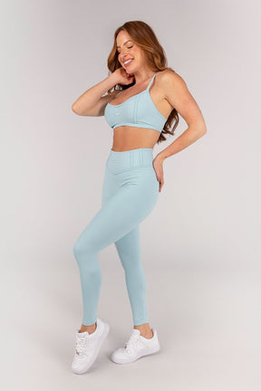[CONJUNTO] Top + Calça Legging sem Gancho e Detalhes Em Chapado (Glacial) | Ref: K4650-B