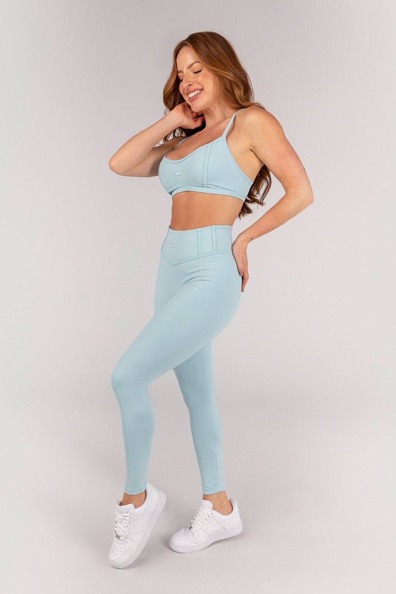 [CONJUNTO] Top + Calça Legging sem Gancho e Detalhes Em Chapado (Glacial) | Ref: K4650-B