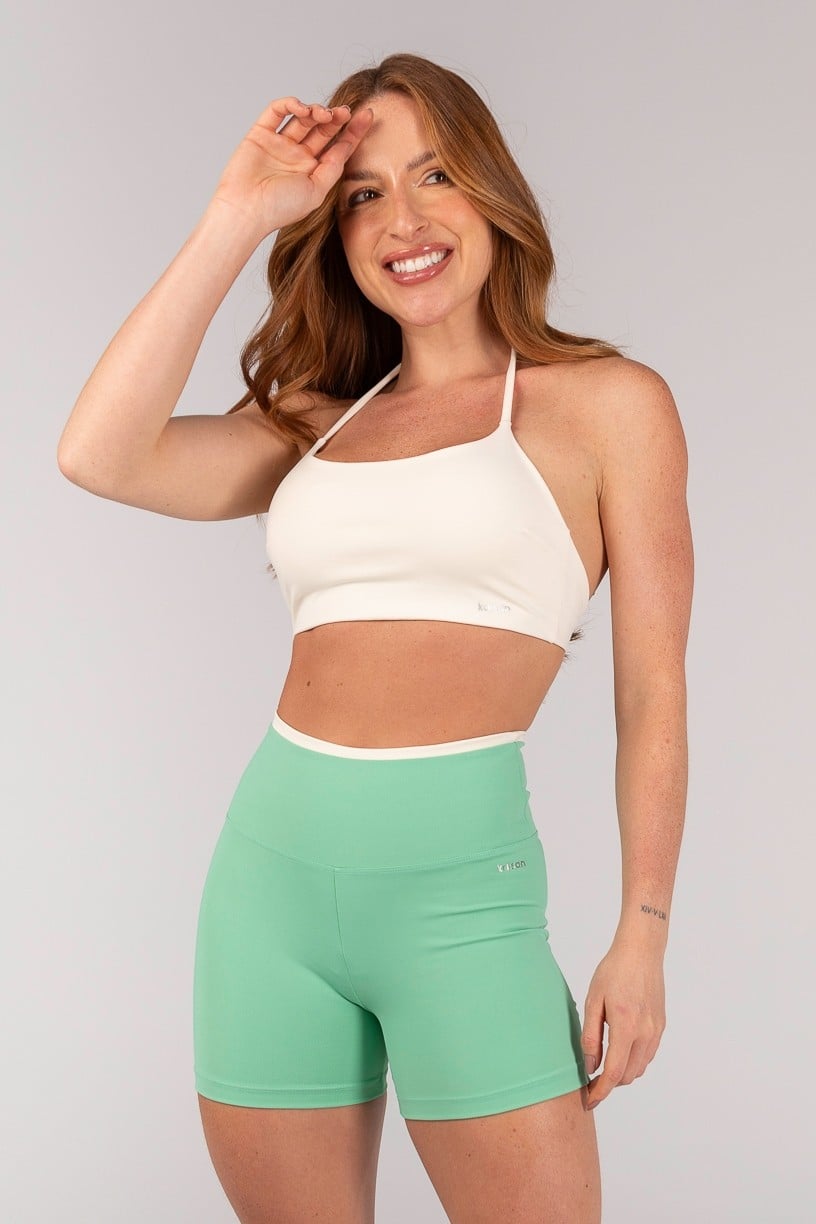 [CONJUNTO] Short Verde + Top com Costas Abertas e Alças Em Rolotê (Vanilla) | Ref: K4655-A