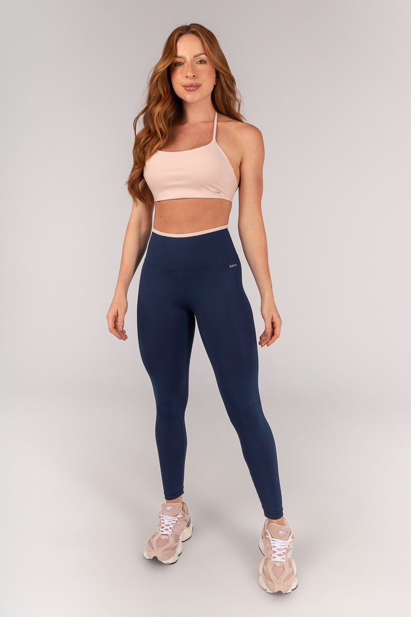 [CONJUNTO] Top + Calça Legging com Passante e Vira (Azul Marinho) | Ref: K4656-B