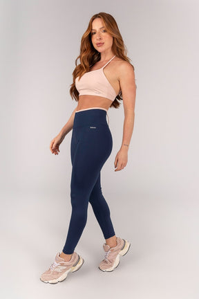 [CONJUNTO] Top + Calça Legging com Passante e Vira (Azul Marinho) | Ref: K4656-B