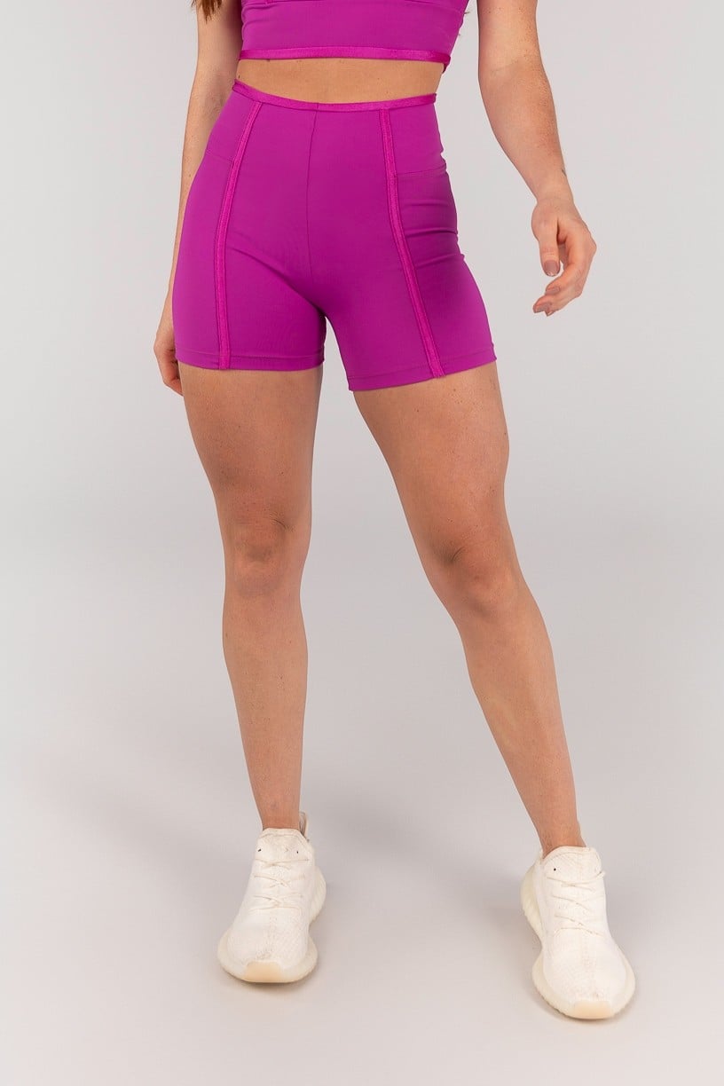 [CONJUNTO]  Top + Short com Vira e Chapado Lateral (Rosa Fúcsia / Rosa Escuro) | Ref: K4665-A