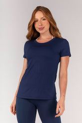 Camiseta com Abertura nas Costas (Azul Marinho) | Ref: K4675-B