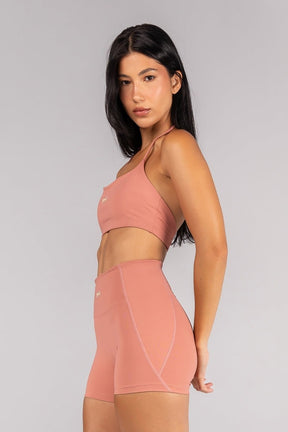 [CONJUNTO] Short + Top Frente Única com Tiras nas Costas (Telha) | Ref: K4523-D