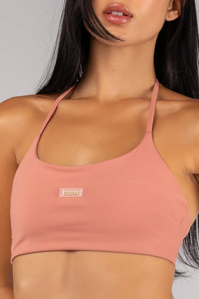 [CONJUNTO] Short + Top Frente Única com Tiras nas Costas (Telha) | Ref: K4523-D