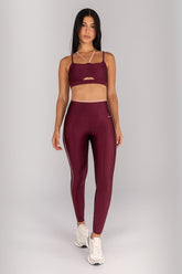 [CONJUNTO] Top + Calça Legging com Vira e Vivo (Vinho / Rose) | Ref: K4371-C