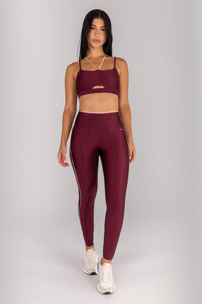[CONJUNTO] Top + Calça Legging com Vira e Vivo (Vinho / Rose) | Ref: K4371-C