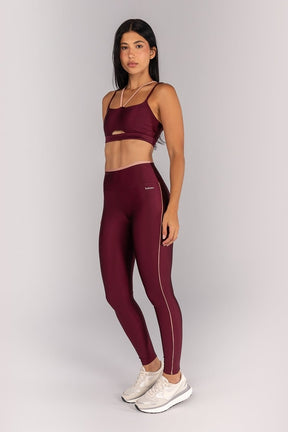 [CONJUNTO] Top + Calça Legging com Vira e Vivo (Vinho / Rose) | Ref: K4371-C