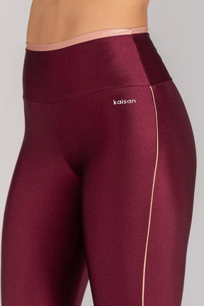 [CONJUNTO] Top + Calça Legging com Vira e Vivo (Vinho / Rose) | Ref: K4371-C