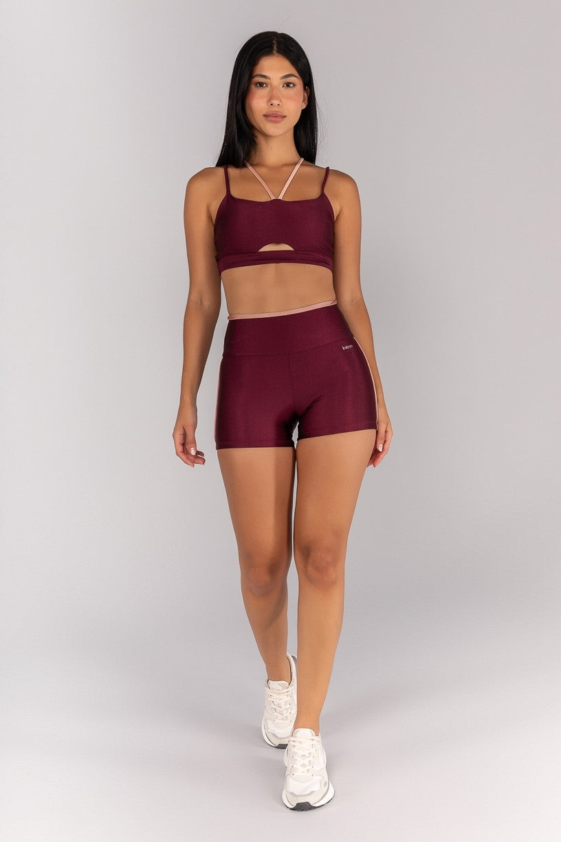 [CONJUNTO] Top + Short com Vira e Vivo (Vinho / Rose) | Ref: K4372-C