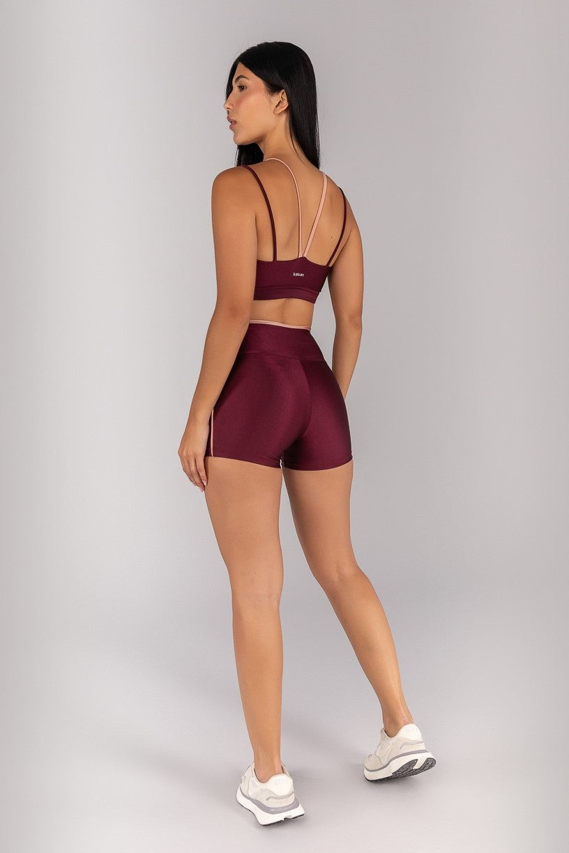 [CONJUNTO] Top + Short com Vira e Vivo (Vinho / Rose) | Ref: K4372-C
