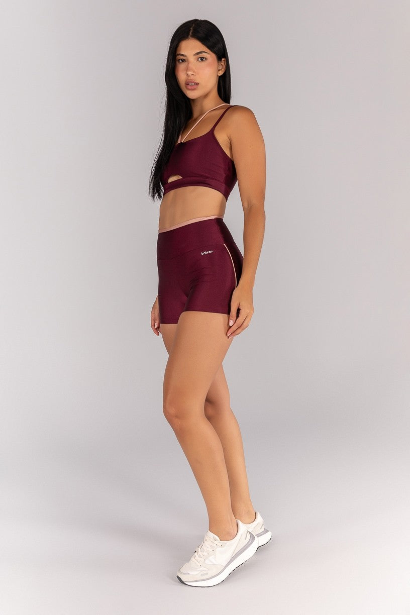 [CONJUNTO] Top + Short com Vira e Vivo (Vinho / Rose) | Ref: K4372-C