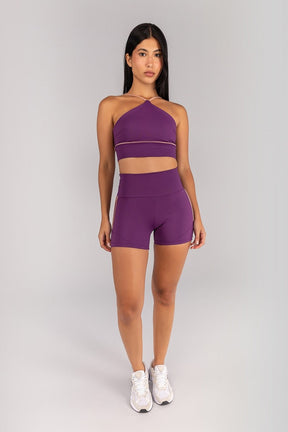 [CONJUNTO] Short + Top Halter com Alças e Vivo Platinado (Ametista / Rose) | Ref: K4676-B