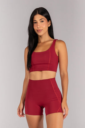 [CONJUNTO] Short + Top Alongado com Detalhes de Cobertura (Vinho) | Ref: K4679-A