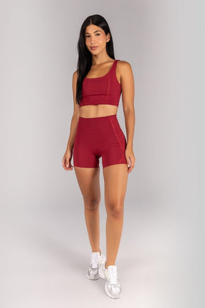 [CONJUNTO] Short + Top Alongado com Detalhes de Cobertura (Vinho) | Ref: K4679-A