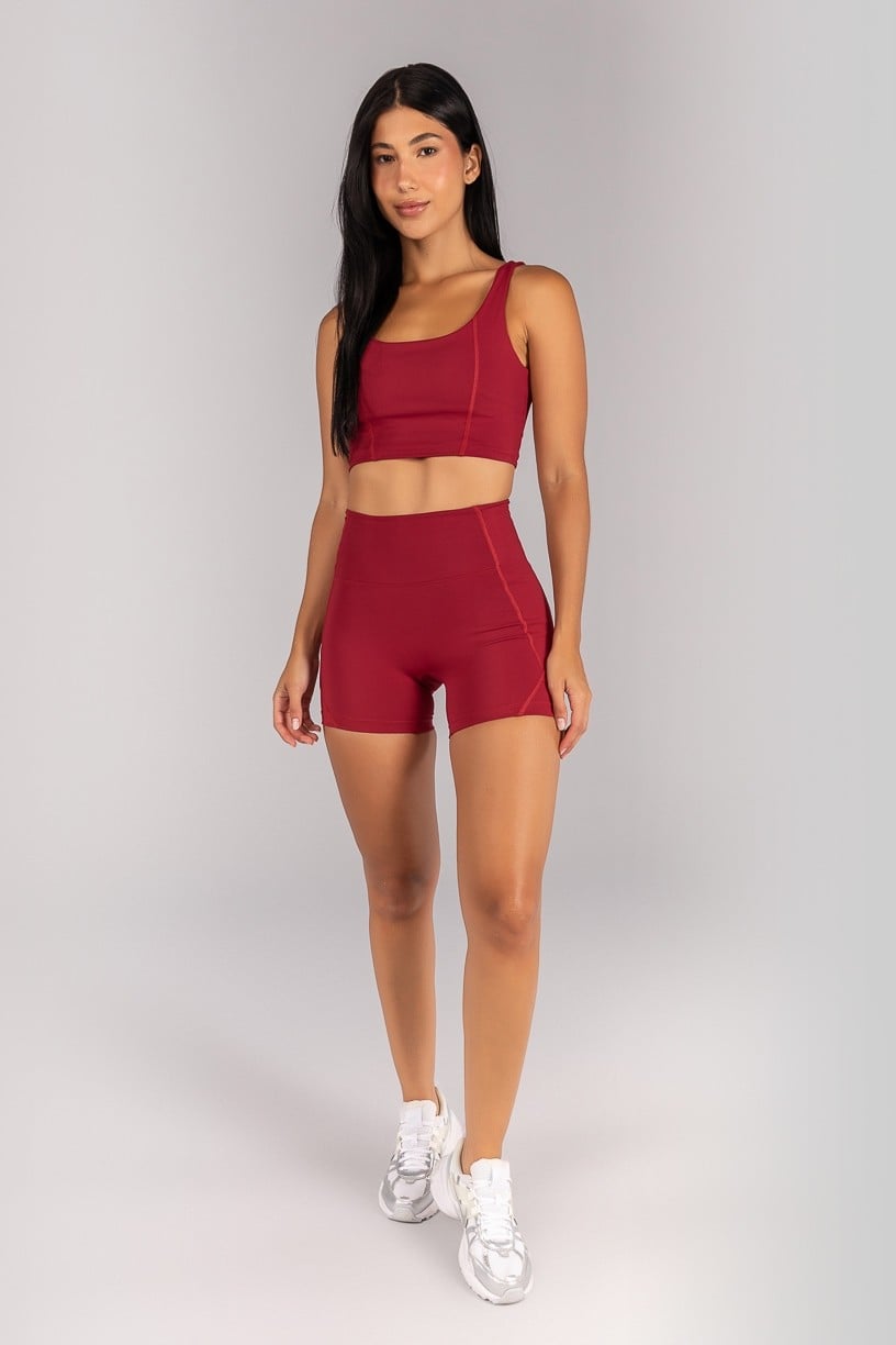 [CONJUNTO] Short + Top Alongado com Detalhes de Cobertura (Vinho) | Ref: K4679-A