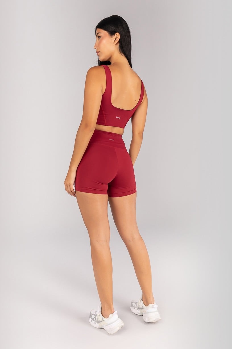 [CONJUNTO] Short + Top Alongado com Detalhes de Cobertura (Vinho) | Ref: K4679-A