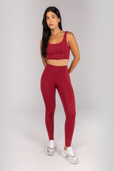 [CONJUNTO] Top + Calça Legging sem Gancho com Bolso e Cobertura (Vinho) | Ref: K4680-A