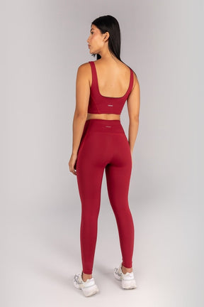 [CONJUNTO] Top + Calça Legging sem Gancho com Bolso e Cobertura (Vinho) | Ref: K4680-A