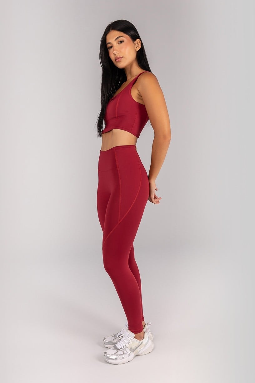 [CONJUNTO] Top + Calça Legging sem Gancho com Bolso e Cobertura (Vinho) | Ref: K4680-A