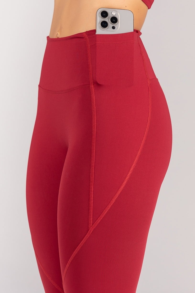 [CONJUNTO] Top + Calça Legging sem Gancho com Bolso e Cobertura (Vinho) | Ref: K4680-A