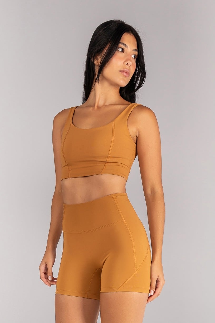 [CONJUNTO] Short + Top Alongado com Detalhes de Cobertura (Amêndoa) | Ref: K4679-B