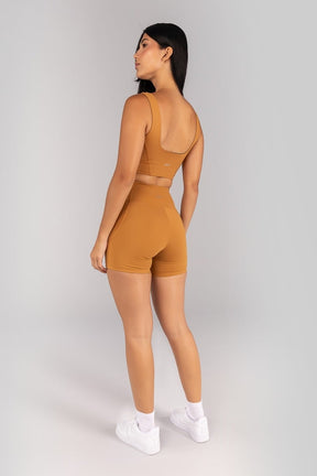 [CONJUNTO] Short + Top Alongado com Detalhes de Cobertura (Amêndoa) | Ref: K4679-B