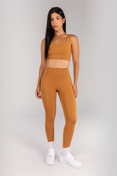 [CONJUNTO] Top + Calça Legging sem Gancho com Bolso e Cobertura (Amêndoa) | Ref: K4680-B