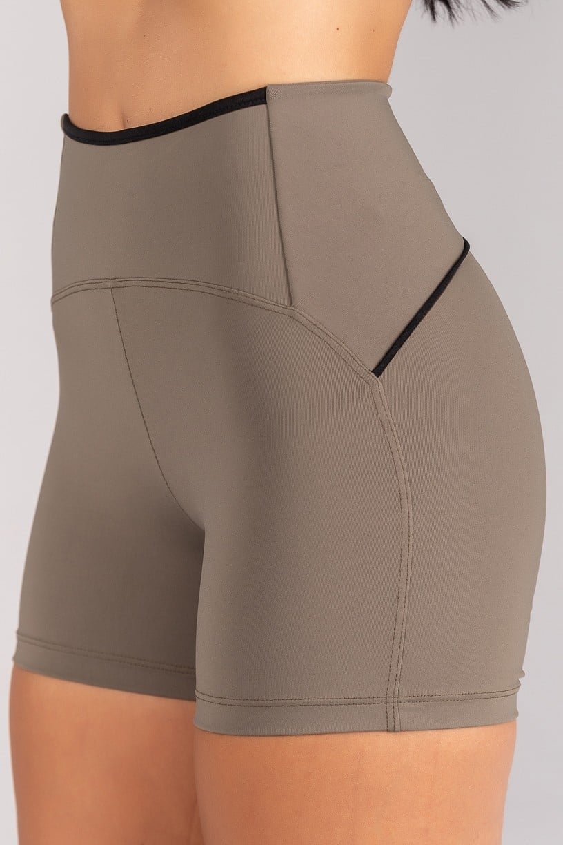 [CONJUNTO] Short + Top com Vivo e Viés Contrastante (Oliva / Preto) | Ref: K4682-B