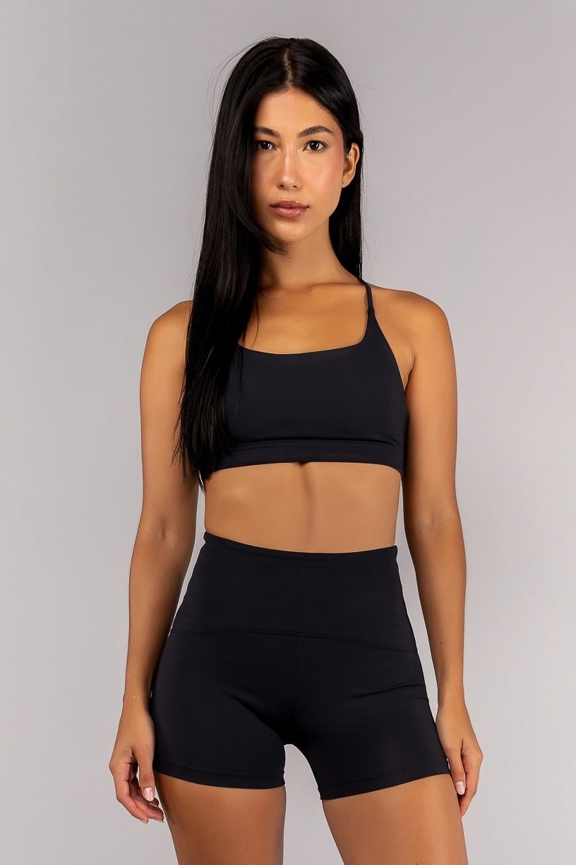 [CONJUNTO] Short + Top com Tiras Trabalhadas nas Costas (Preto) | Ref: K4688-B