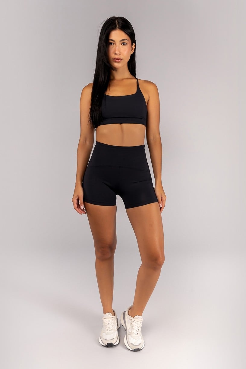 [CONJUNTO] Short + Top com Tiras Trabalhadas nas Costas (Preto) | Ref: K4688-B