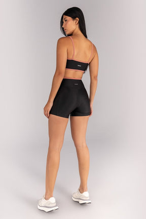 [CONJUNTO] Short + Top Platinado com Alças (Preto / Telha) | Ref: K4691-A