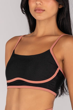 [CONJUNTO] Short + Top Platinado com Alças (Preto / Telha) | Ref: K4691-A