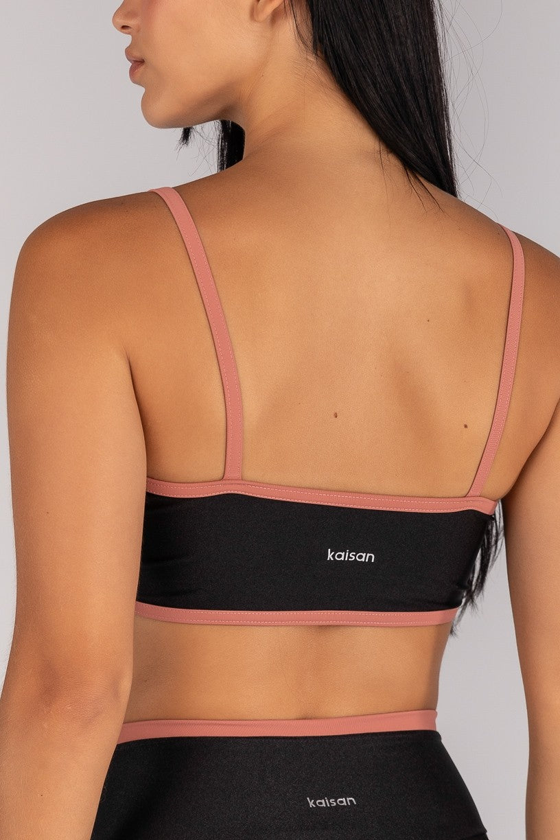 [CONJUNTO] Short + Top Platinado com Alças (Preto / Telha) | Ref: K4691-A