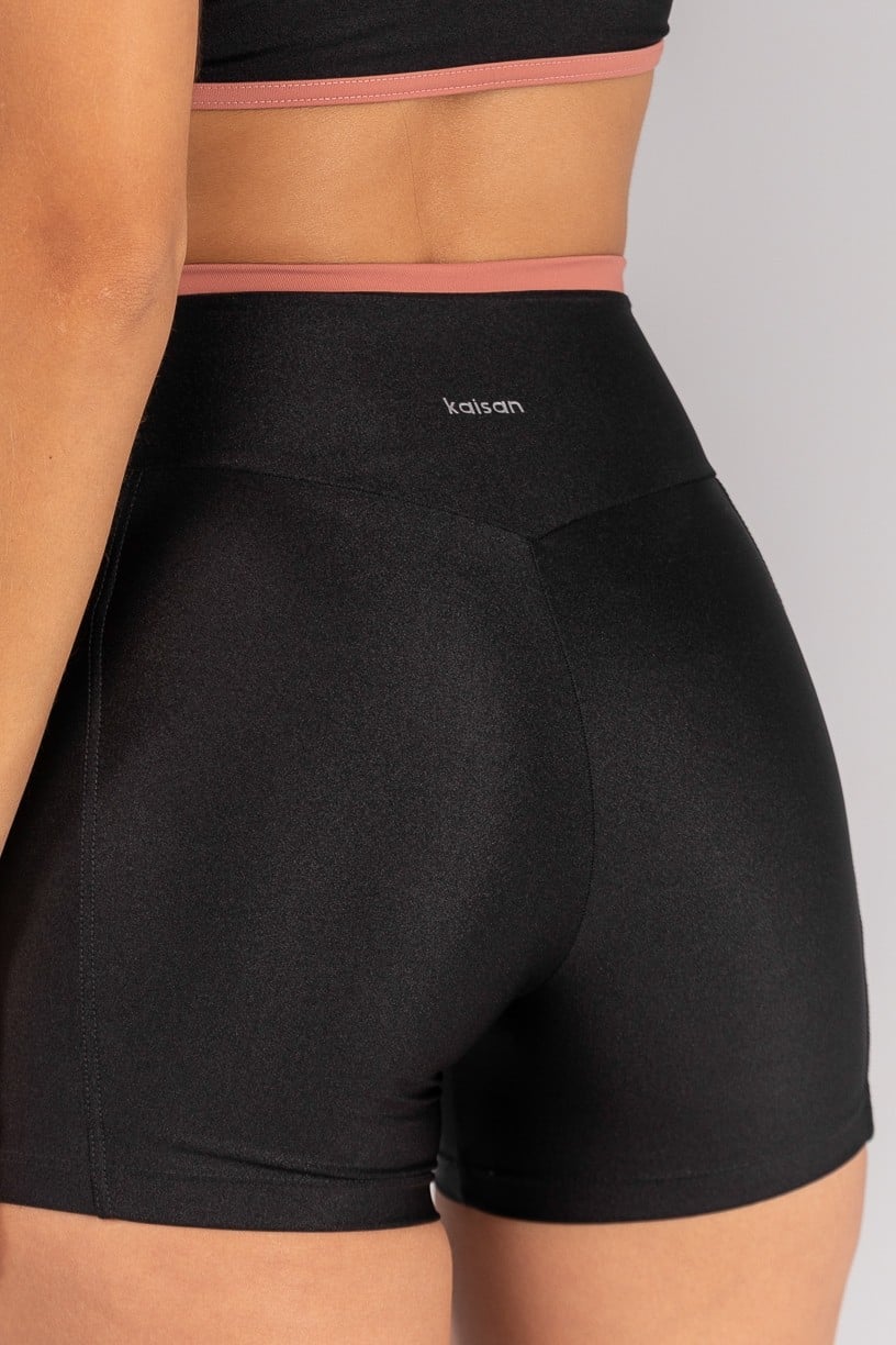 [CONJUNTO] Short + Top Platinado com Alças (Preto / Telha) | Ref: K4691-A