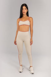 [CONJUNTO] Top + Calça Legging com Chapado e Vira (Off-White / Telha) | Ref: K4694-B