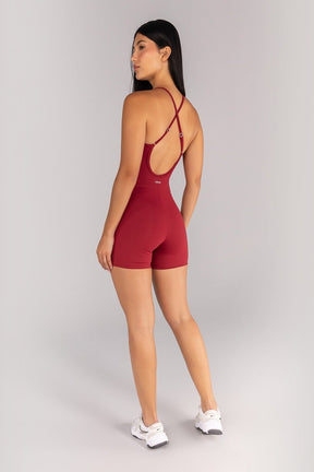 Macaquinho sem Gancho com Alças Cruzadas (Vinho / Off-White) | Ref: K4701-A