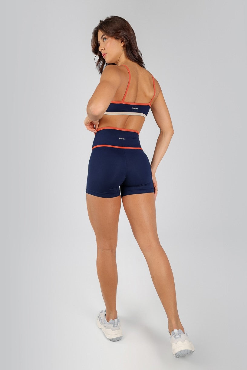 [CONJUNTO] Short + Top Alças com Viés Colorido (Azul Marinho / Cobre / Off-White) | Ref: K4712-A