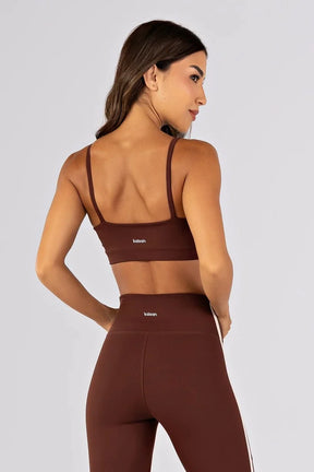 [CONJUNTO] Top + Calça Legging sem Gancho com Chapado nas Laterais (Café) | Ref: K4485-D