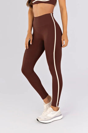 [CONJUNTO] Top + Calça Legging sem Gancho com Chapado nas Laterais (Café) | Ref: K4485-D