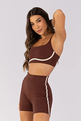 [CONJUNTO]  Top + Short sem Gancho com Chapado Laterais (Café) | Ref: K4486-D