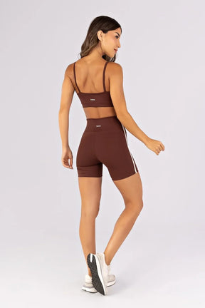 [CONJUNTO]  Top + Short sem Gancho com Chapado Laterais (Café) | Ref: K4486-D