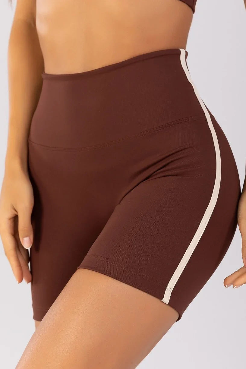 [CONJUNTO]  Top + Short sem Gancho com Chapado Laterais (Café) | Ref: K4486-D