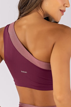 [CONJUNTO] Top + Calça Legging com Cós Transpassado e Vira (Uva / Rosa Vintage) | Ref: K4496-B