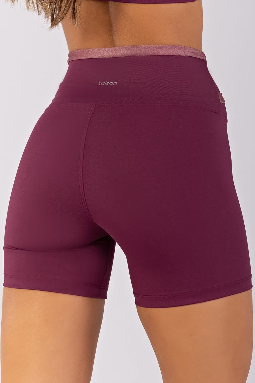 [CONJUNTO]  Top + Short com Cós Transpassado e Vira (Uva / Rosa Vintage) | Ref: K4497-B