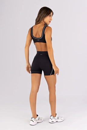 [CONJUNTO]  Top + Short com Bolsos e Vivo (Preto / Glacial) | Ref: K4648-D