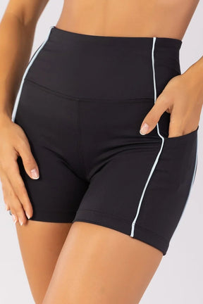 [CONJUNTO]  Top + Short com Bolsos e Vivo (Preto / Glacial) | Ref: K4648-D