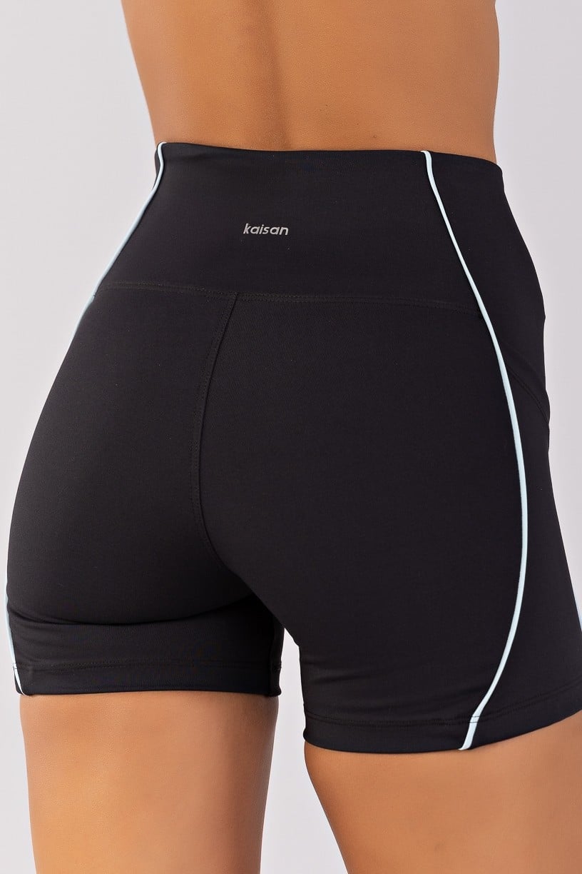 [CONJUNTO]  Top + Short com Bolsos e Vivo (Preto / Glacial) | Ref: K4648-D