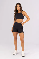 [CONJUNTO]  Top + Short com Bolsos e Recortes (Preto) | Ref: K4783-A
